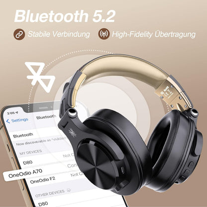 OneOdio Bluetooth Kopfhörer Over Ear, 72 Stdn HiFi Stereo Kabellos, Wireless Headphones Studio DJ