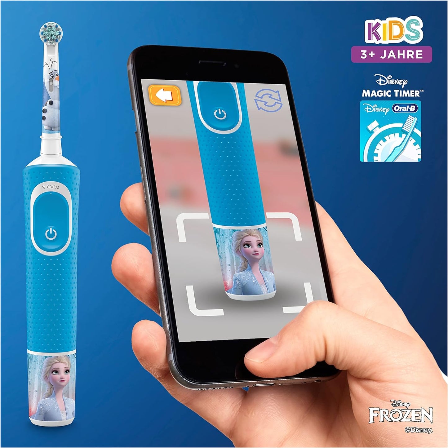 Oral-B Kids Frozen Elektrische Zahnbürste für Kinder ab 3 Jahren, 2 Putzmodi, extra weiche Borsten