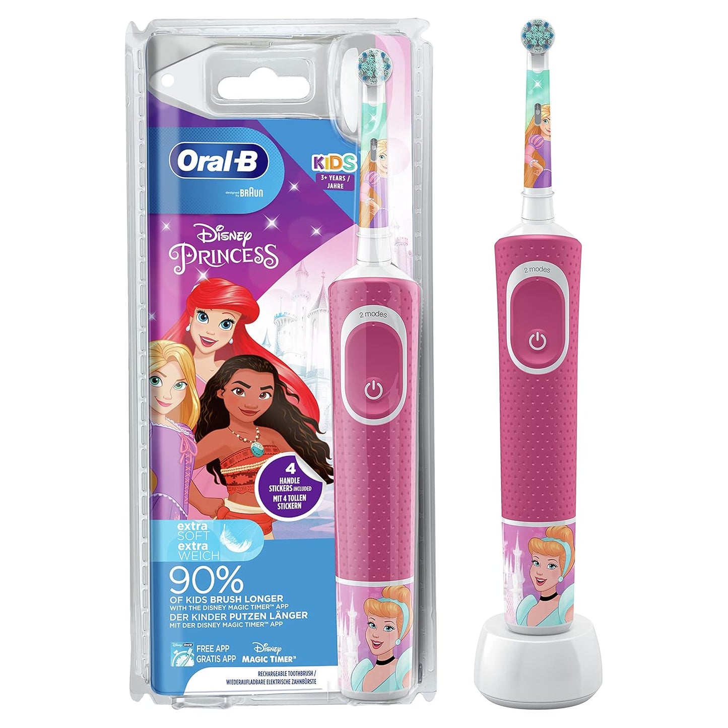 Oral-B Kids Princess Elektrische Zahnbürste/Electric Toothbrush für Kinder ab 3 Jahren, 2 Putzmodi