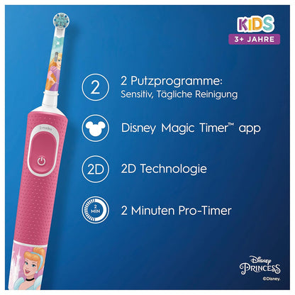 Oral-B Kids Princess Elektrische Zahnbürste/Electric Toothbrush für Kinder ab 3 Jahren, 2 Putzmodi