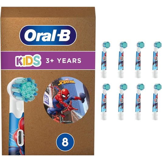 Oral-B Kids Spiderman Aufsteckbürsten für elektrische Zahnbürste, 8 Stück, extra weiche Borsten