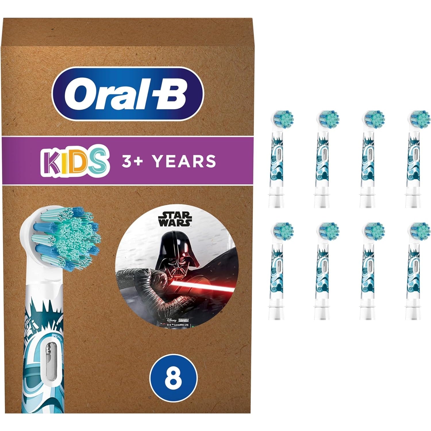 Oral-B Kids Star Wars Aufsteckbürsten für elektrische Zahnbürste, 8 Stück, extra weiche Borsten