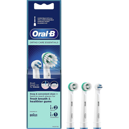 Oral-B Ortho Care Essentials Aufsteckbürsten für elektrische Zahnbürste, für Zahnspangen, mit extra Interspace Aufsteckbürste