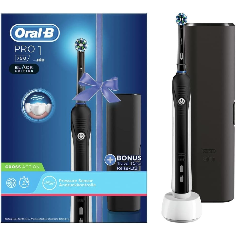 Oral-B PRO 1 750 Black Edition Elektrische Zahnbürste/Electric Toothbrush für eine gründliche Zahnreinigung