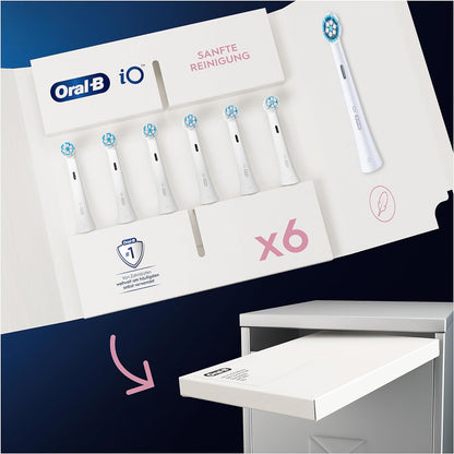 Oral-B iO Sanfte Reinigung Aufsteckbürsten für elektrische Zahnbürste 6 Stück sanfte Zahnreinigung