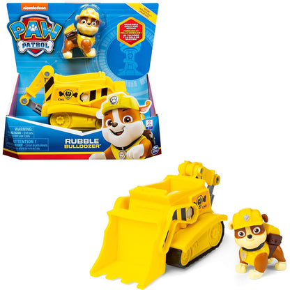 PAW PATROL 10. Jubiläum, Baustellen-Fahrzeug mit Rubble-Figur (Basic Vehicle/Basis Fahrzeug) Spielzeugauto