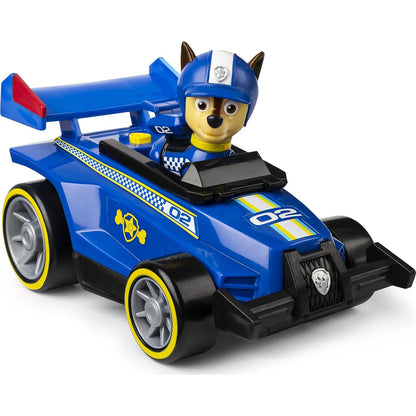 PAW PATROL - Chases Race & Go Deluxe Basis Fahrzeug mit Figur (Ready, Race, Rescue)