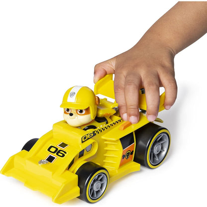 PAW PATROL - Rubbles Race & Go Deluxe Basis Fahrzeug mit Figur (Ready, Race, Rescue)