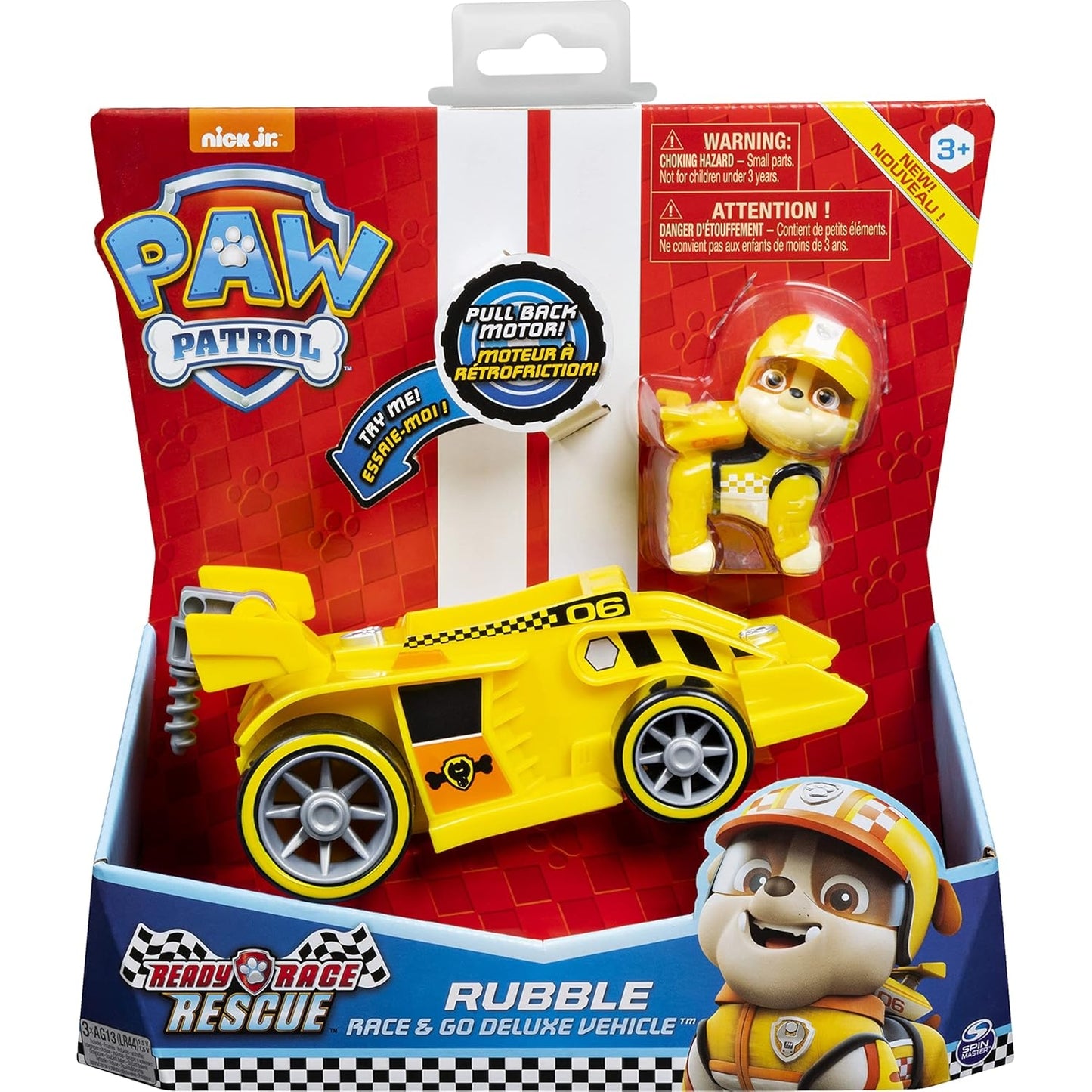 PAW PATROL - Rubbles Race & Go Deluxe Basis Fahrzeug mit Figur (Ready, Race, Rescue)