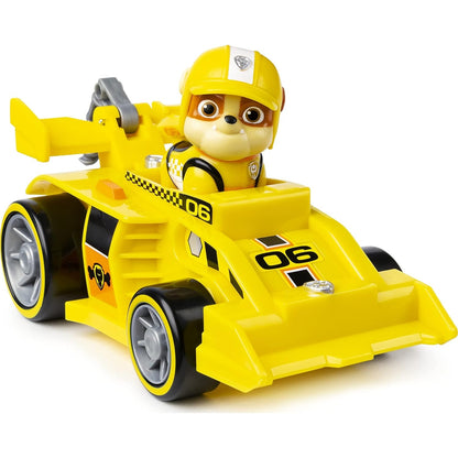 PAW PATROL - Rubbles Race & Go Deluxe Basis Fahrzeug mit Figur (Ready, Race, Rescue)