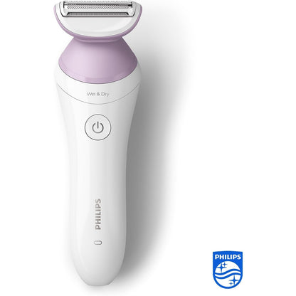 PHILIPS Lady Shaver Series 6000, Kabelloser Rasierer mit 6 Zubehörteilen Trimmer für die Bikinizone (Modell BRL146/00)