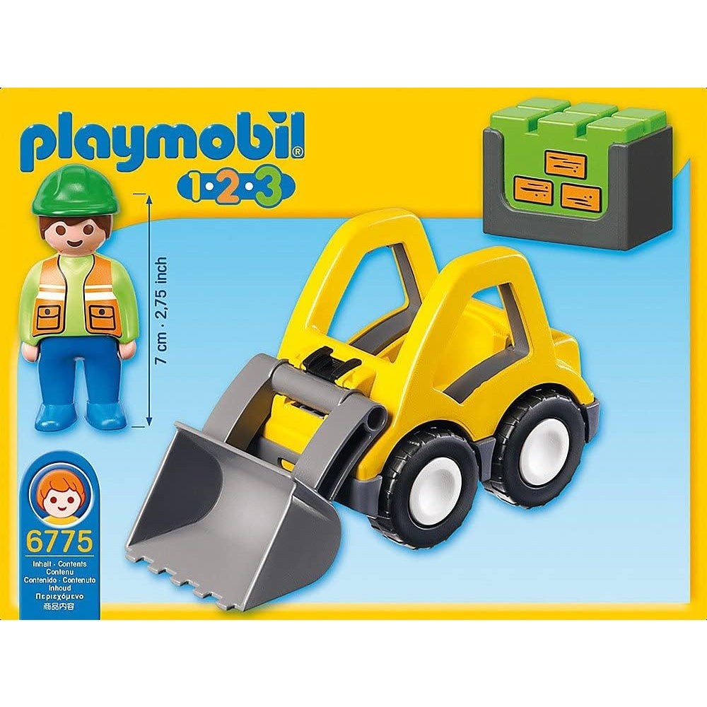 PLAYMOBIL 1.2.3 6775 Radlader, Schaufel heb- und senkbar, mit Anhängerkupplung, ab 1,5 Jahren