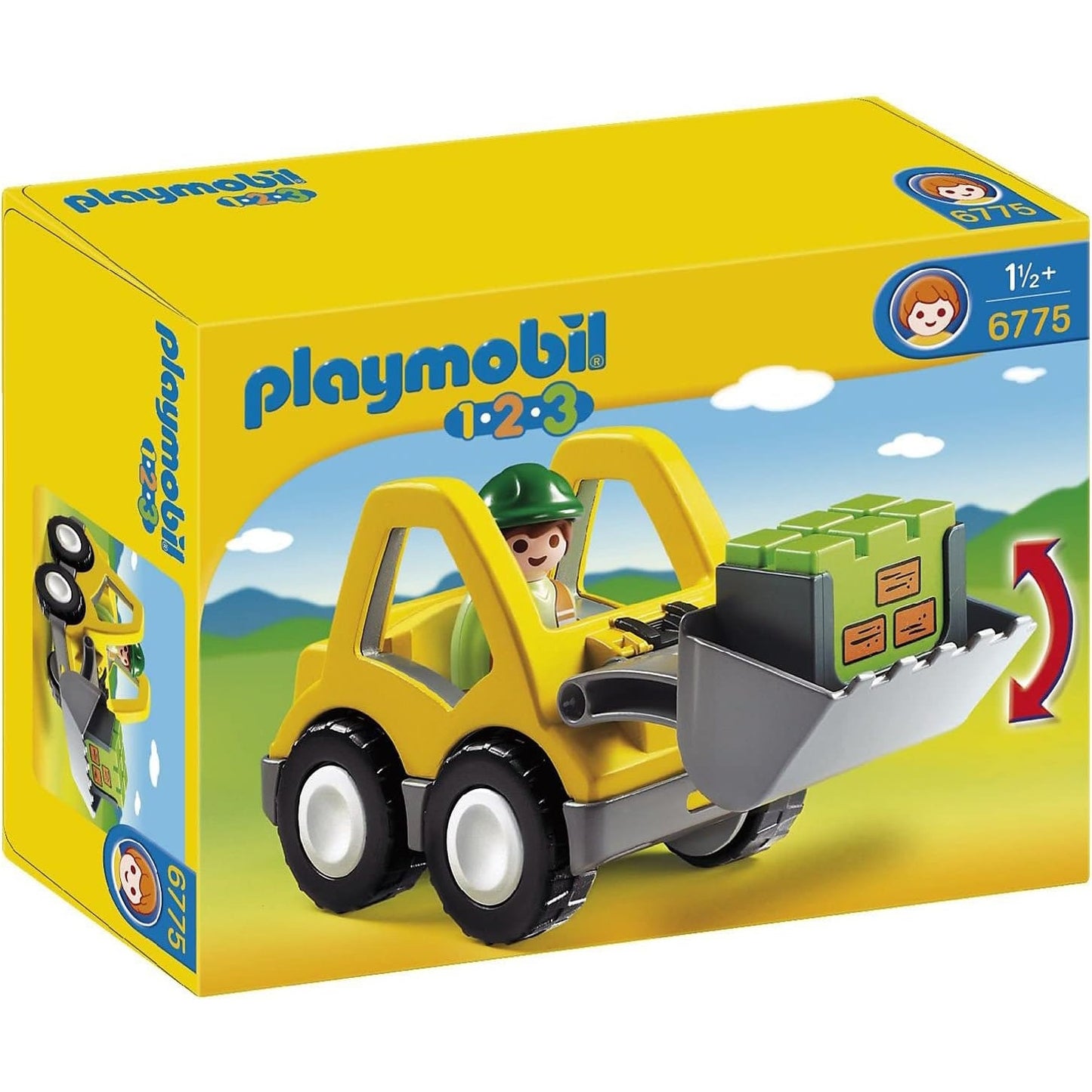 PLAYMOBIL 1.2.3 6775 Radlader, Schaufel heb- und senkbar, mit Anhängerkupplung, ab 1,5 Jahren