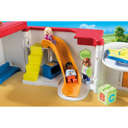 PLAYMOBIL 1.2.3 70399 Mein Mitnehm-Kindergarten mit Schaukel, Karussell und Rutsche