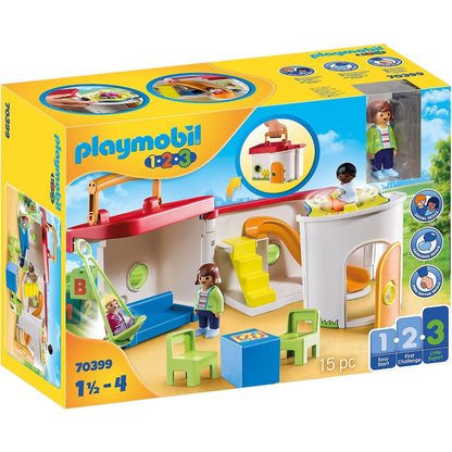 PLAYMOBIL 1.2.3 70399 Mein Mitnehm-Kindergarten mit Schaukel, Karussell und Rutsche