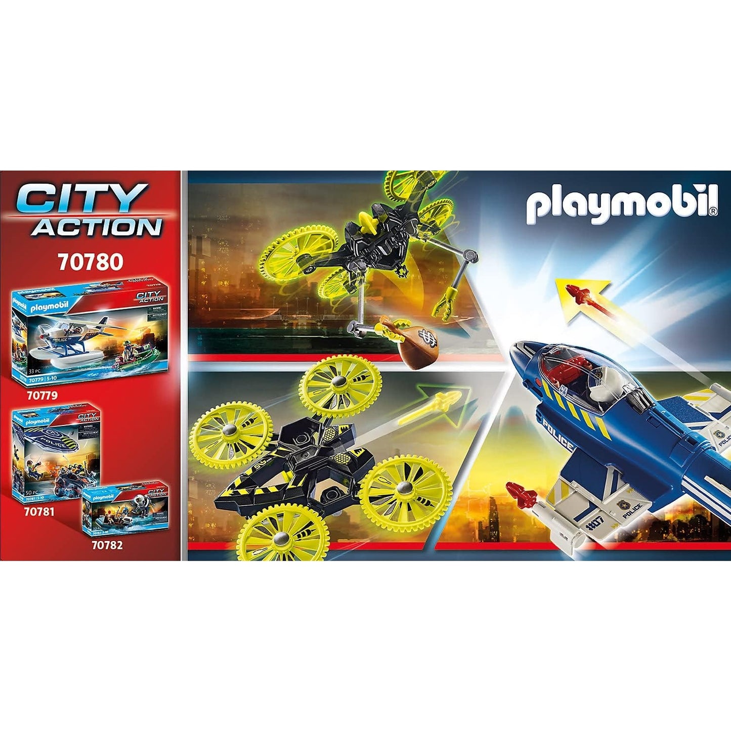 PLAYMOBIL City Action 70780 Polizei-Jet: Drohnen-Verfolgung, Spielzeug für Kinder ab 5 Jahren