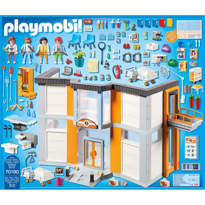 PLAYMOBIL City Life 70190 Großes Krankenhaus mit Einrichtung, Ab 4 Jahren