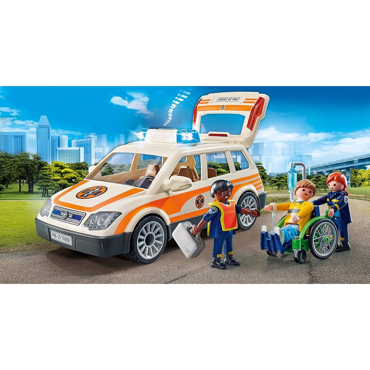 PLAYMOBIL City Life 71037 Notarzt PKW mit vielfältiger Ausstattung im Arztkoffer und Rollstuhl