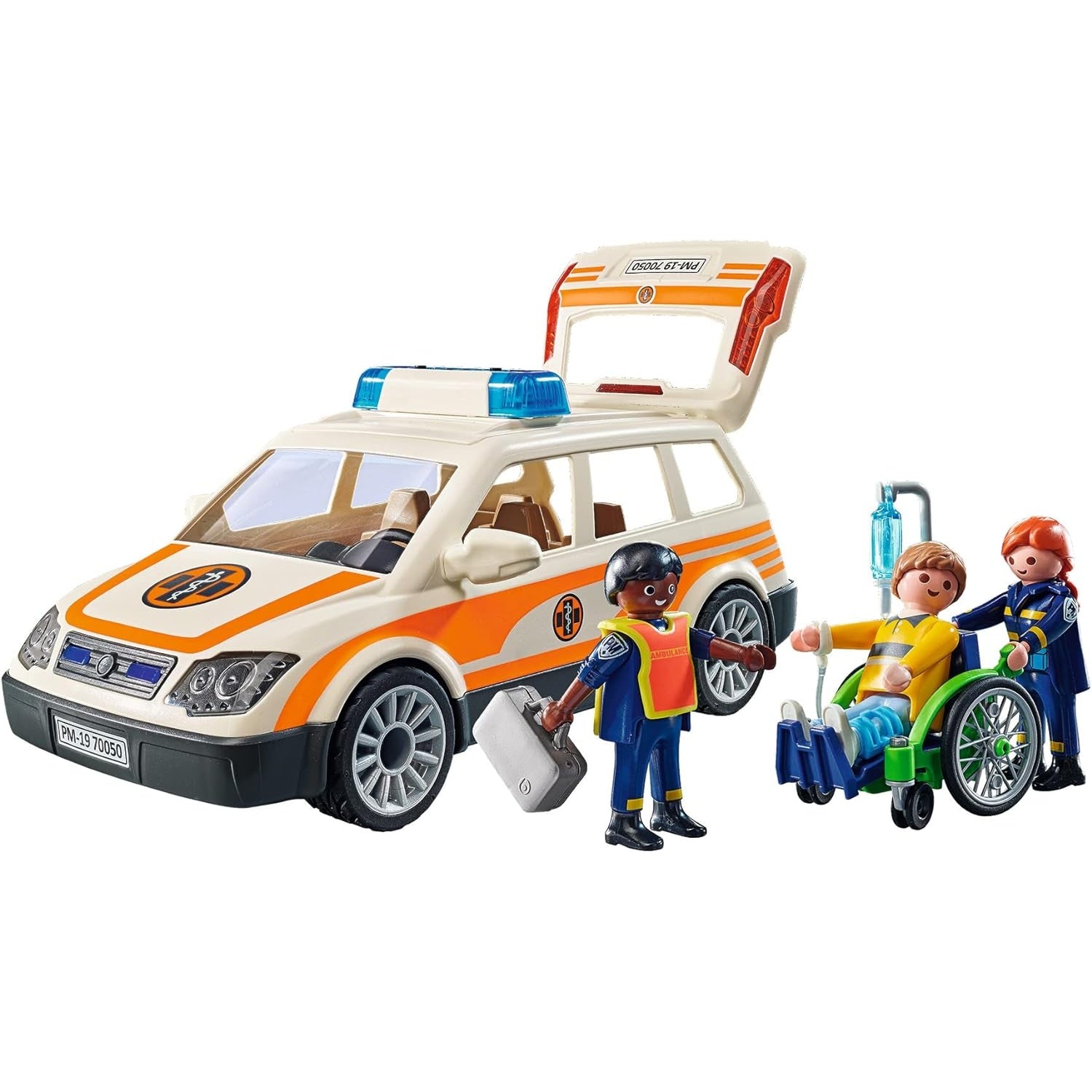 PLAYMOBIL City Life 71037 Notarzt PKW mit vielfältiger Ausstattung im Arztkoffer und Rollstuhl