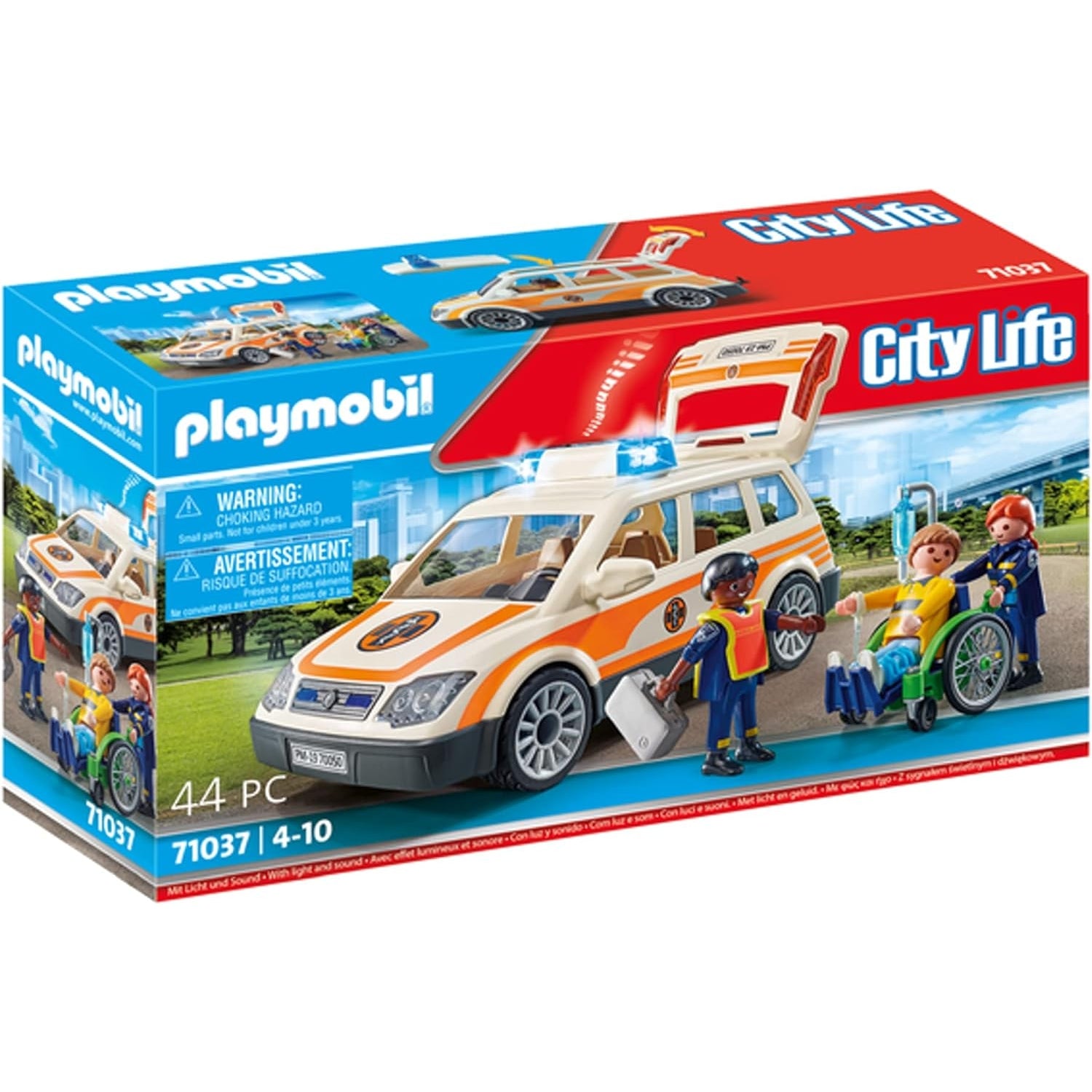 PLAYMOBIL City Life 71037 Notarzt PKW mit vielfältiger Ausstattung im Arztkoffer und Rollstuhl