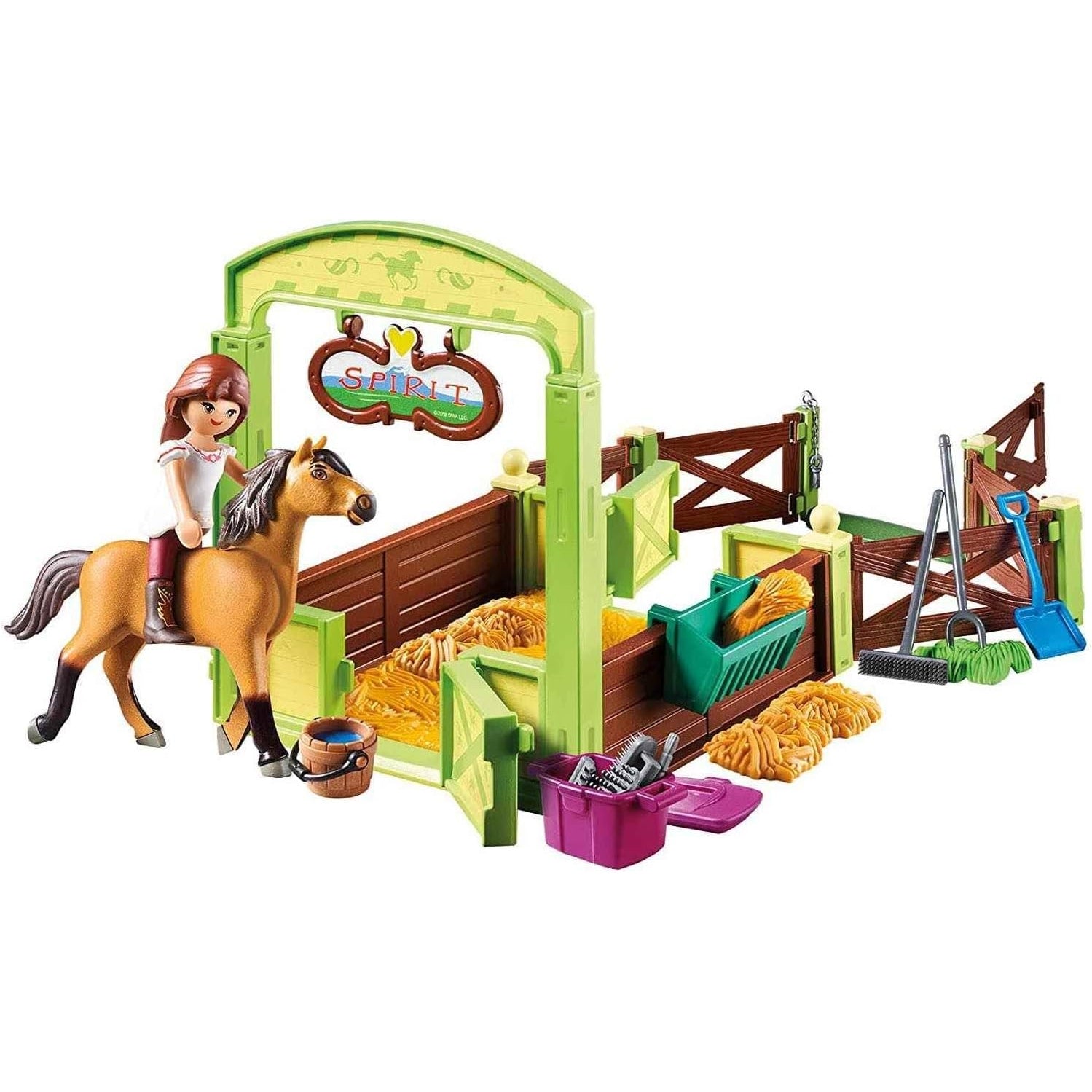 PLAYMOBIL DreamWorks Spirit 9478 Pferdebox Lucky & Spirit, Ab 4 Jahren