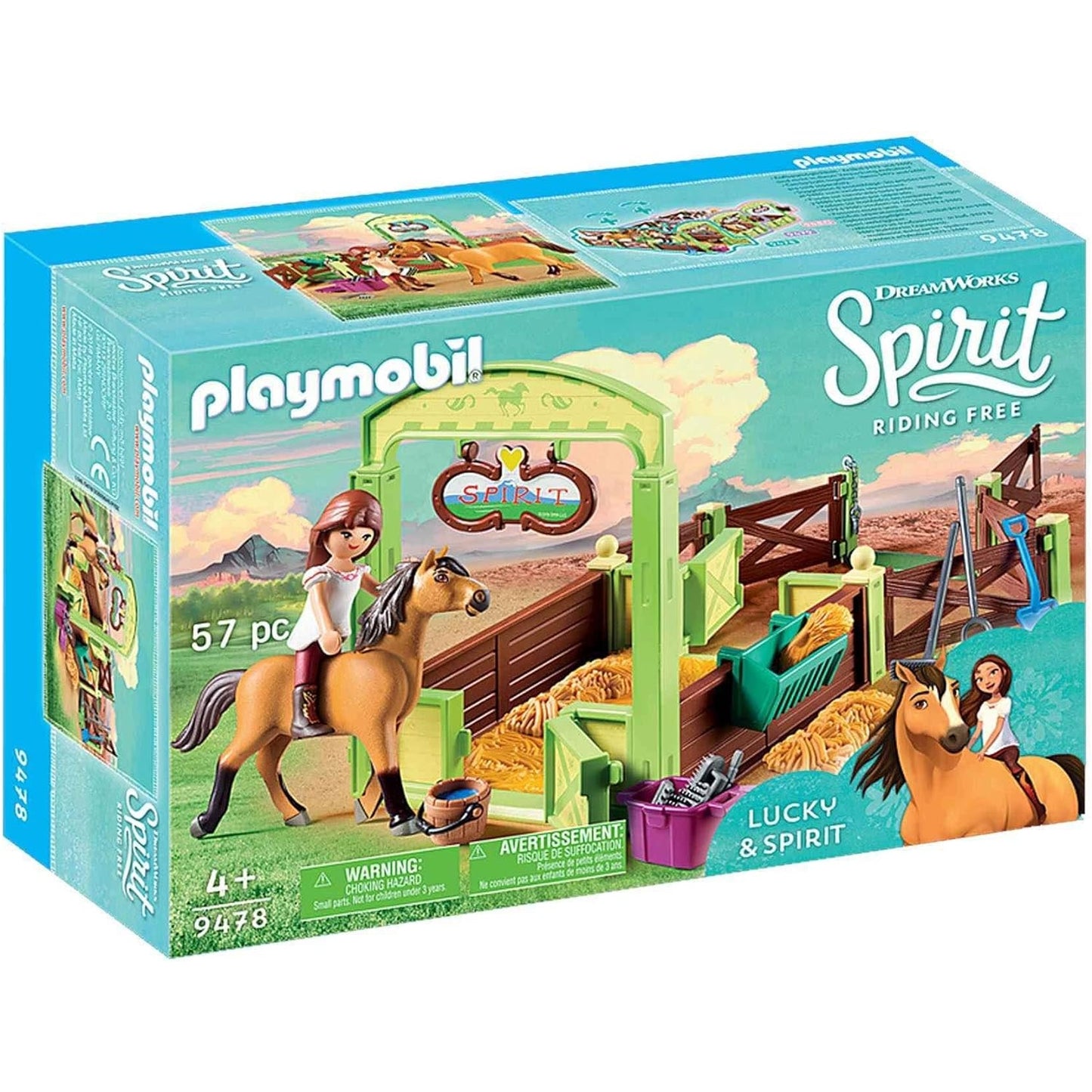 PLAYMOBIL DreamWorks Spirit 9478 Pferdebox Lucky & Spirit, Ab 4 Jahren