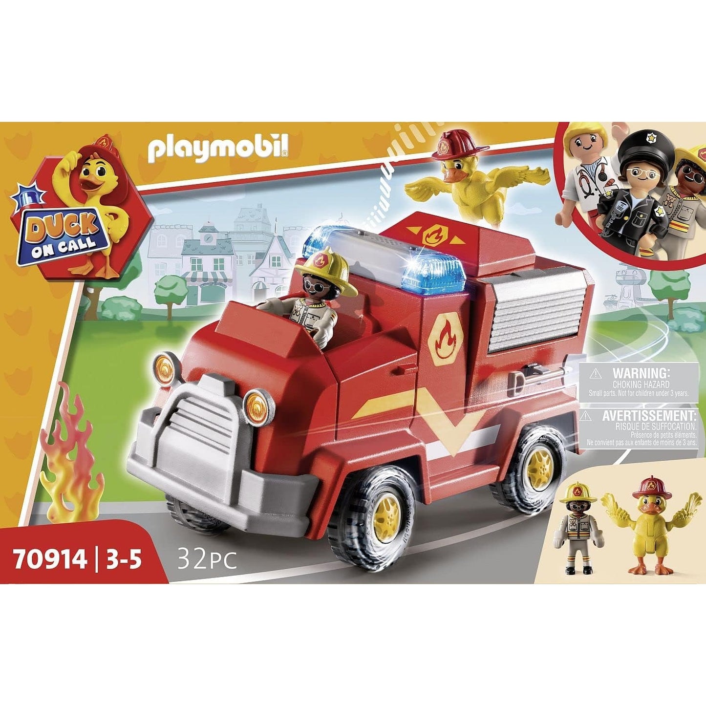 PLAYMOBIL Duck ON Call 70914 Feuerwehr Einsatzfahrzeug, Mit Licht und Sound, Spielzeug für Kinder ab 3 Jahren