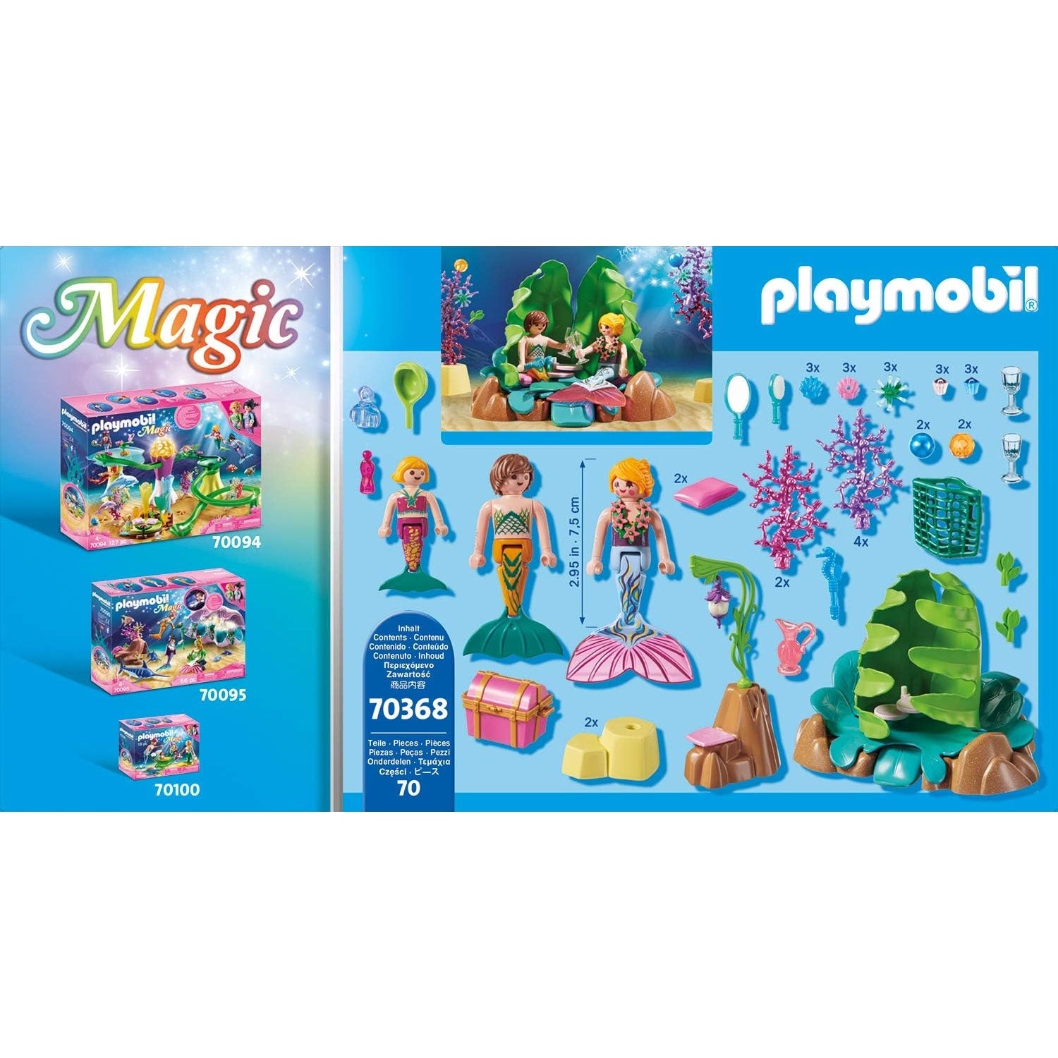 PLAYMOBIL Magic 70368 Korallen-Lounge der Meerjungfrauen, Mit Lichteffekt und Sammelperlen