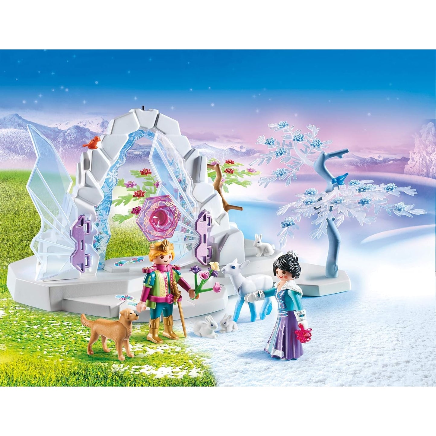 PLAYMOBIL Magic 9471 Kristalltor zur Winterwelt mit integrierter Beleuchtung und Kristallarmreif zum Öffnen des Tors