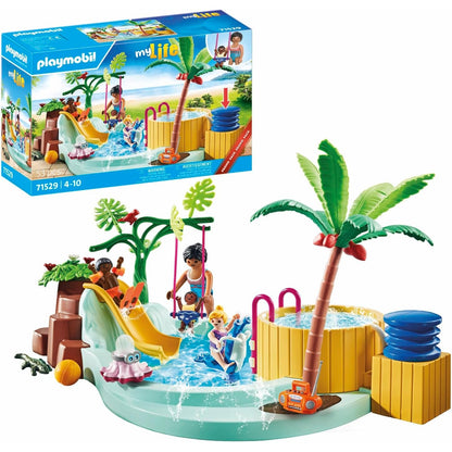 PLAYMOBIL MyLife 71529 Promo Pack Kinderbecken mit Whirlpool, Wasserspaß im Planschbecken