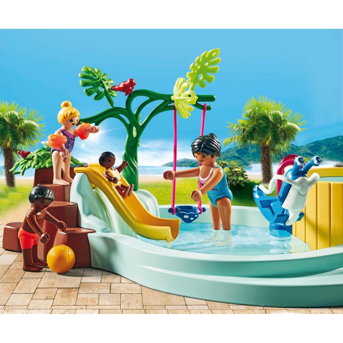 PLAYMOBIL MyLife 71529 Promo Pack Kinderbecken mit Whirlpool, Wasserspaß im Planschbecken