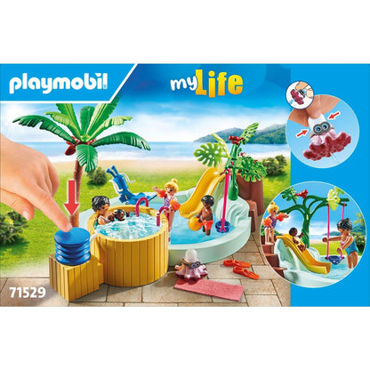 PLAYMOBIL MyLife 71529 Promo Pack Kinderbecken mit Whirlpool, Wasserspaß im Planschbecken