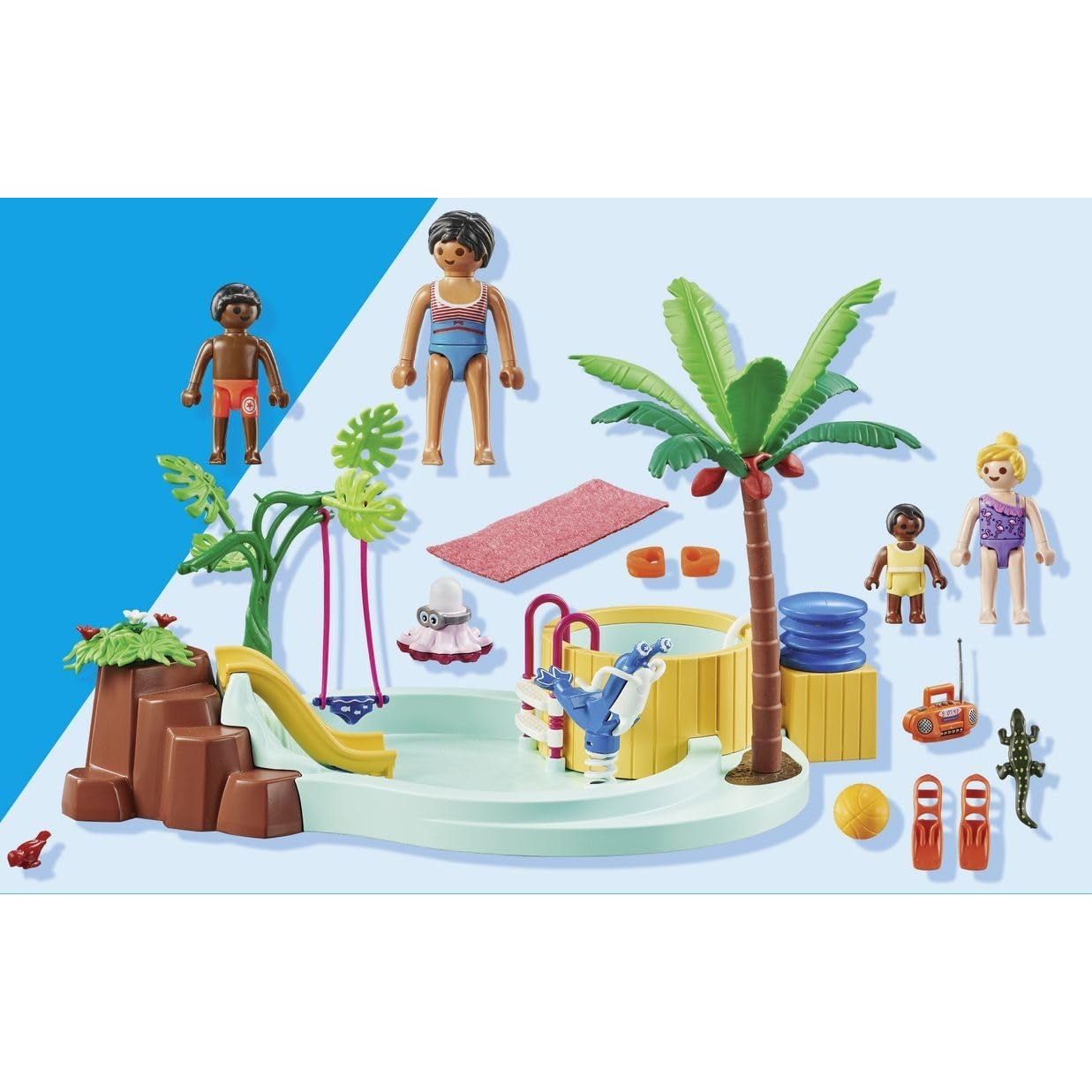 PLAYMOBIL MyLife 71529 Promo Pack Kinderbecken mit Whirlpool, Wasserspaß im Planschbecken