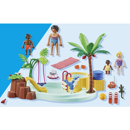 PLAYMOBIL MyLife 71529 Promo Pack Kinderbecken mit Whirlpool, Wasserspaß im Planschbecken