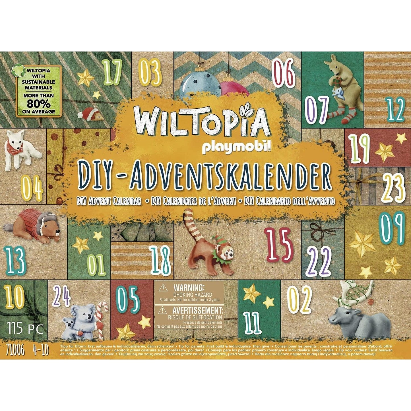 PLAYMOBIL Wiltopia 71006 DIY Do-it-Yourself Adventskalender Tierische Weltreise mit 24 Überraschungen