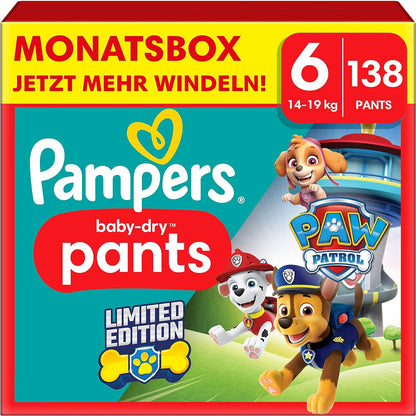 Pampers Baby-Dry Pants Paw Patrol Limited Edition Größe 6, 138 Windeln, 14 kg - 19 kg