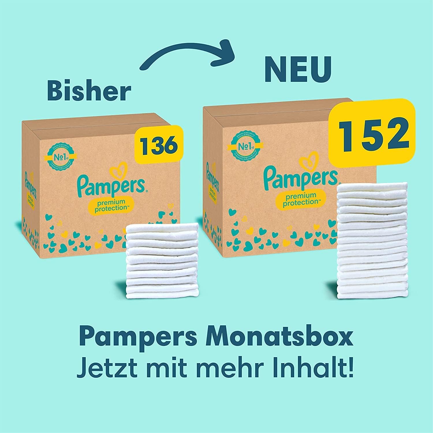 Pampers Baby Windeln Größe 5 11-16kg Premium Protection, Junior, MONATSBOX, 152 Stück