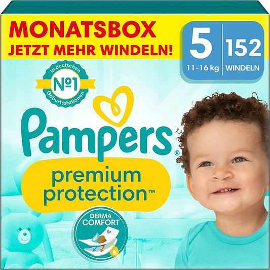 Pampers Baby Windeln Größe 5 11-16kg Premium Protection, Junior, MONATSBOX, 152 Stück