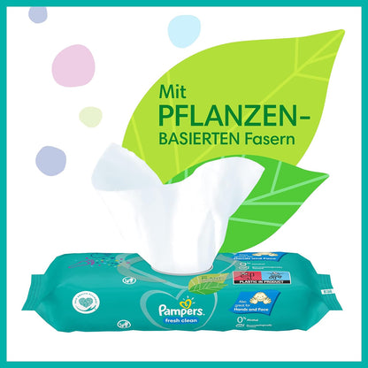 Pampers Fresh Clean Feuchttücher 12 Packungen 12 x 52 Stück , 624 Feuchttücher