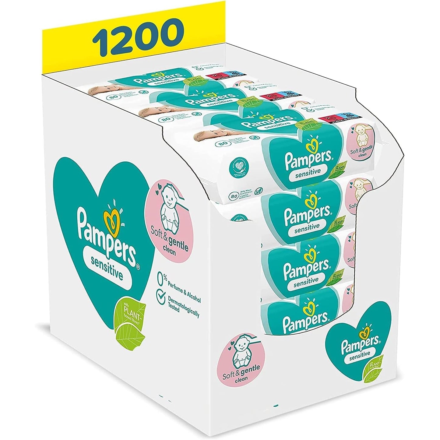 Pampers Sensitive Baby Feuchttücher, 1200 Tücher 15 x 80 Für Empfindliche Babyhaut