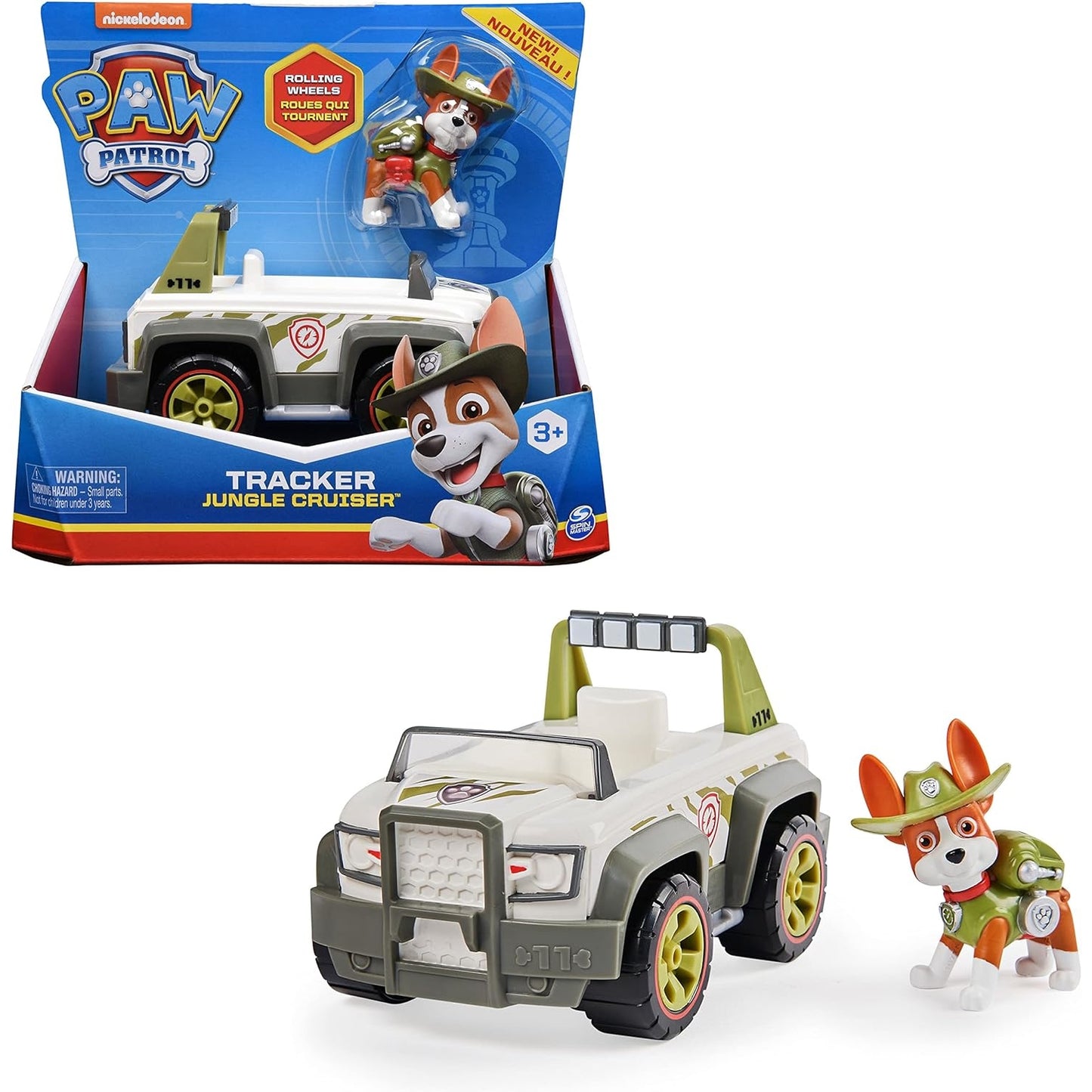 Paw Patrol 10. Jubiläum Dschungel-Fahrzeug mit Tracker-Figur (Basic Vehicle/Basis Fahrzeug)