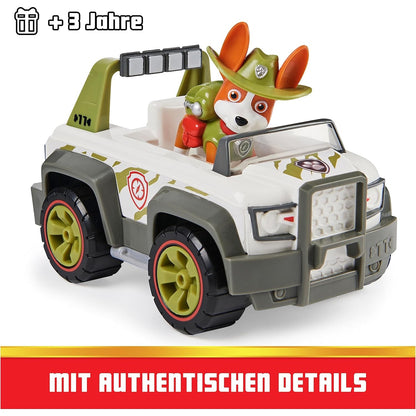 Paw Patrol 10. Jubiläum Dschungel-Fahrzeug mit Tracker-Figur (Basic Vehicle/Basis Fahrzeug)