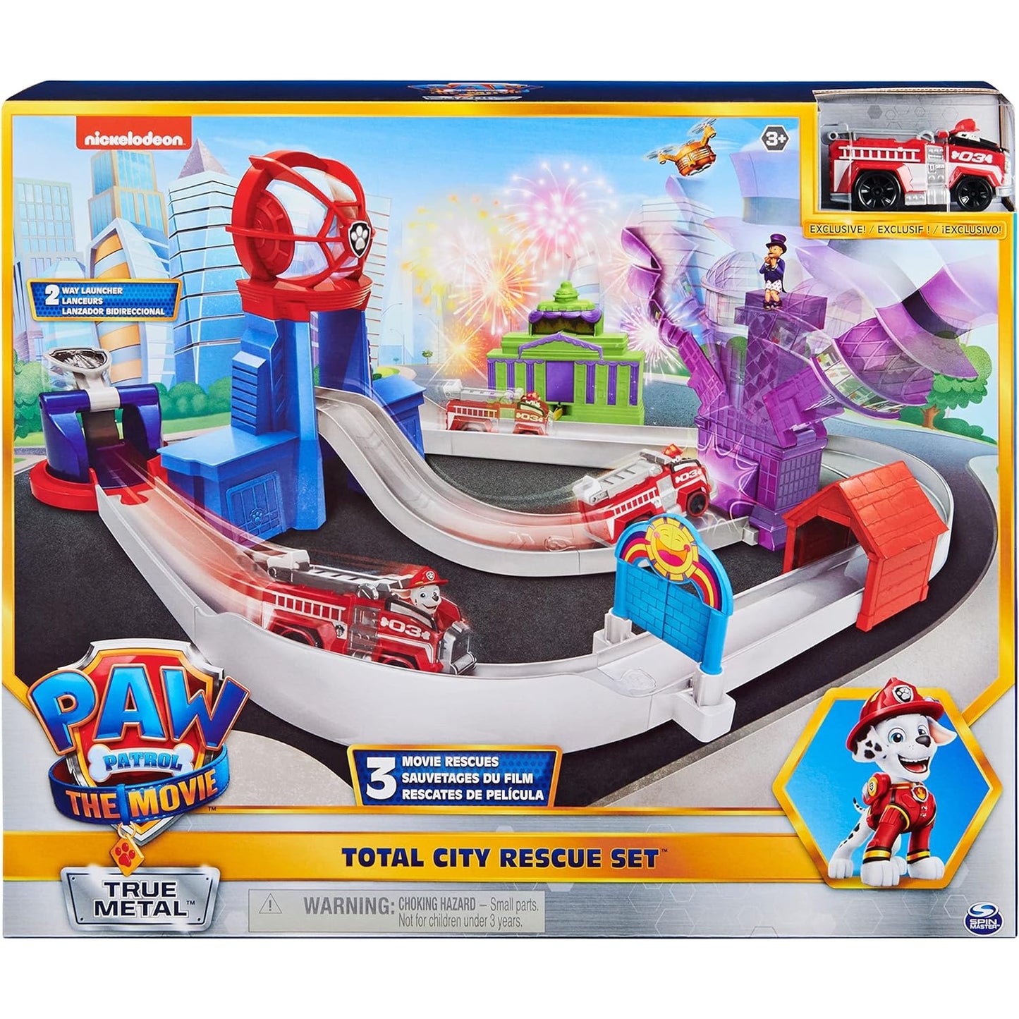 Paw Patrol True Metal Total City Rescue Spielset aus dem Kinofilm mit 3 Rettungsaktionen, ab 3 Jahren