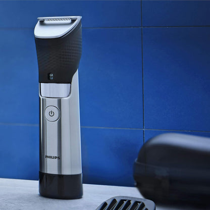 Philips Barttrimmer Series 9000 mit SteelPrecision-Technologie inkl. Bartkammaufsatz und Reiseettui (Modell BT9810/15)