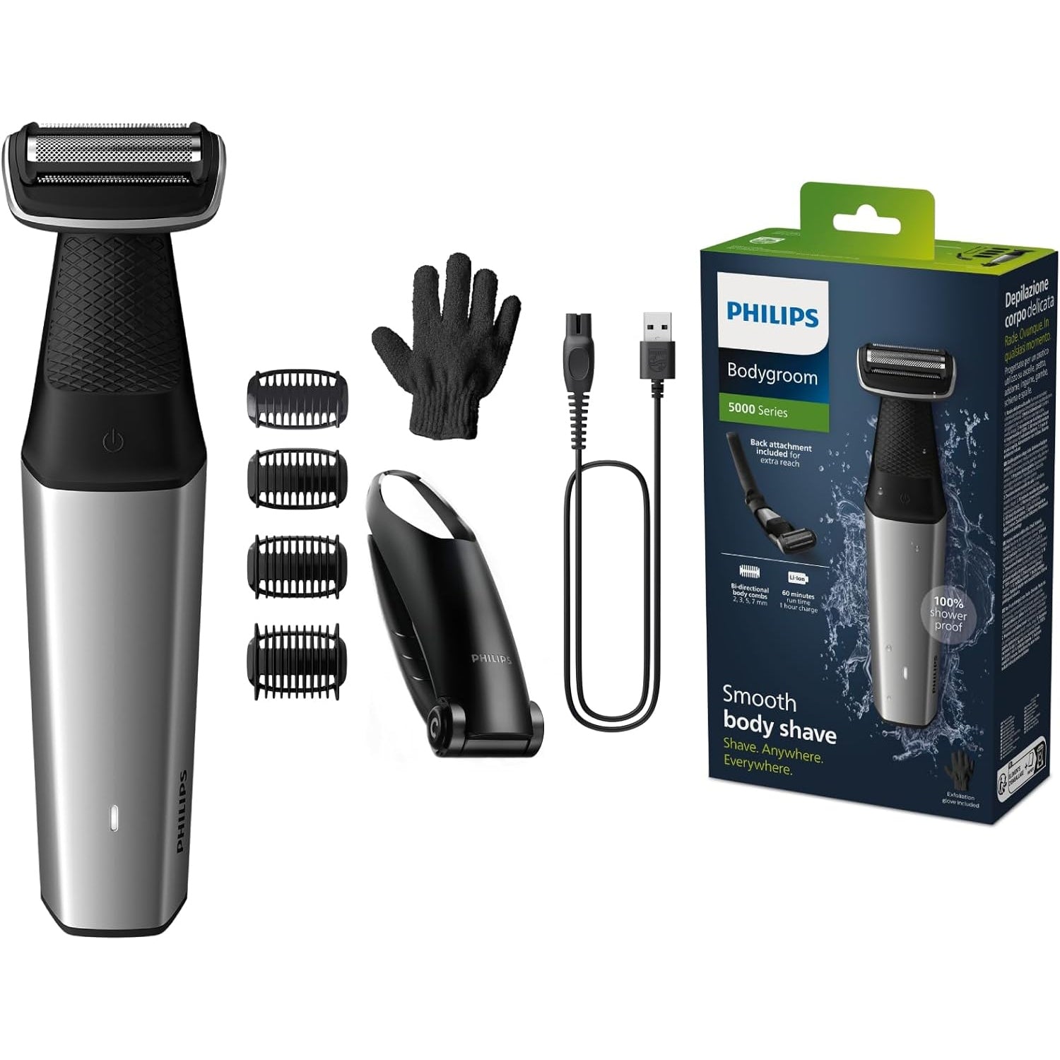 Philips Bodygroom Series 5000, wasserfester Trimmer für Intimbereich und Körper