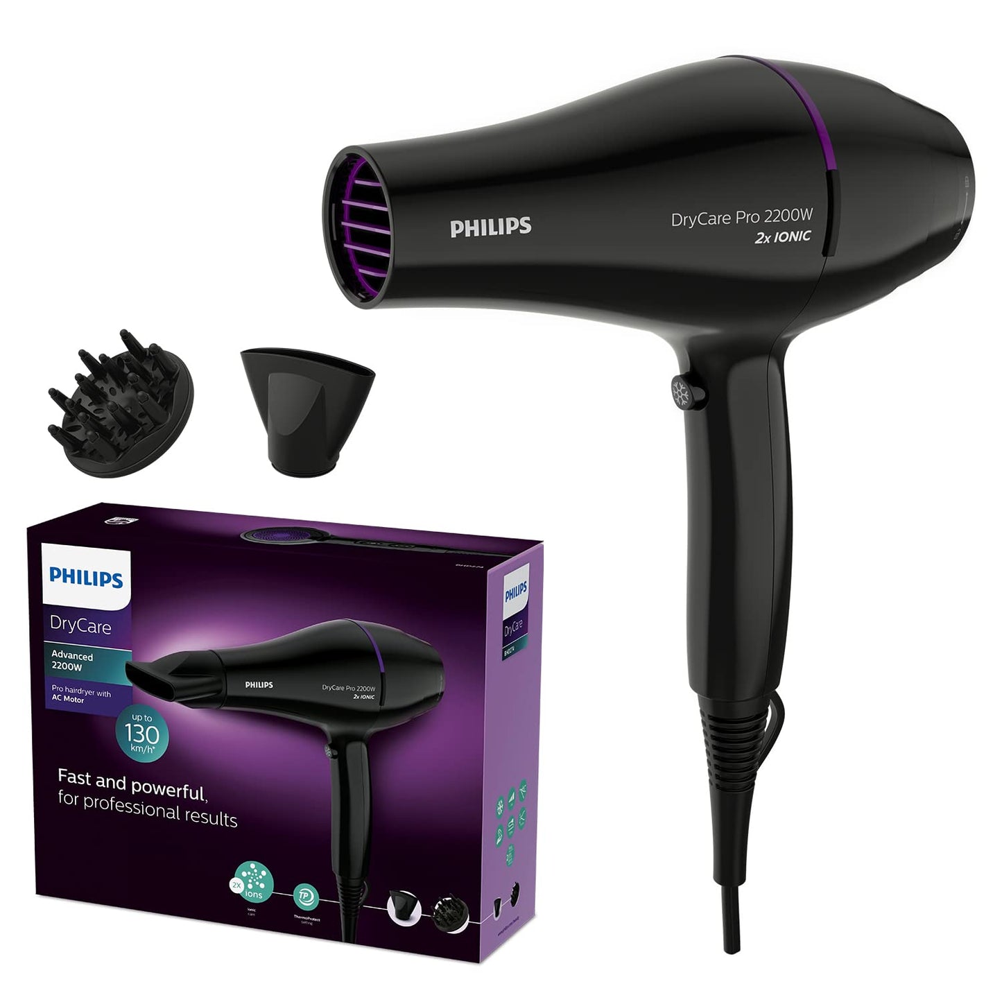 Philips DryCare Pro Haartrockner mit leistungsstarkem AC-Motor Modell BHD274/00