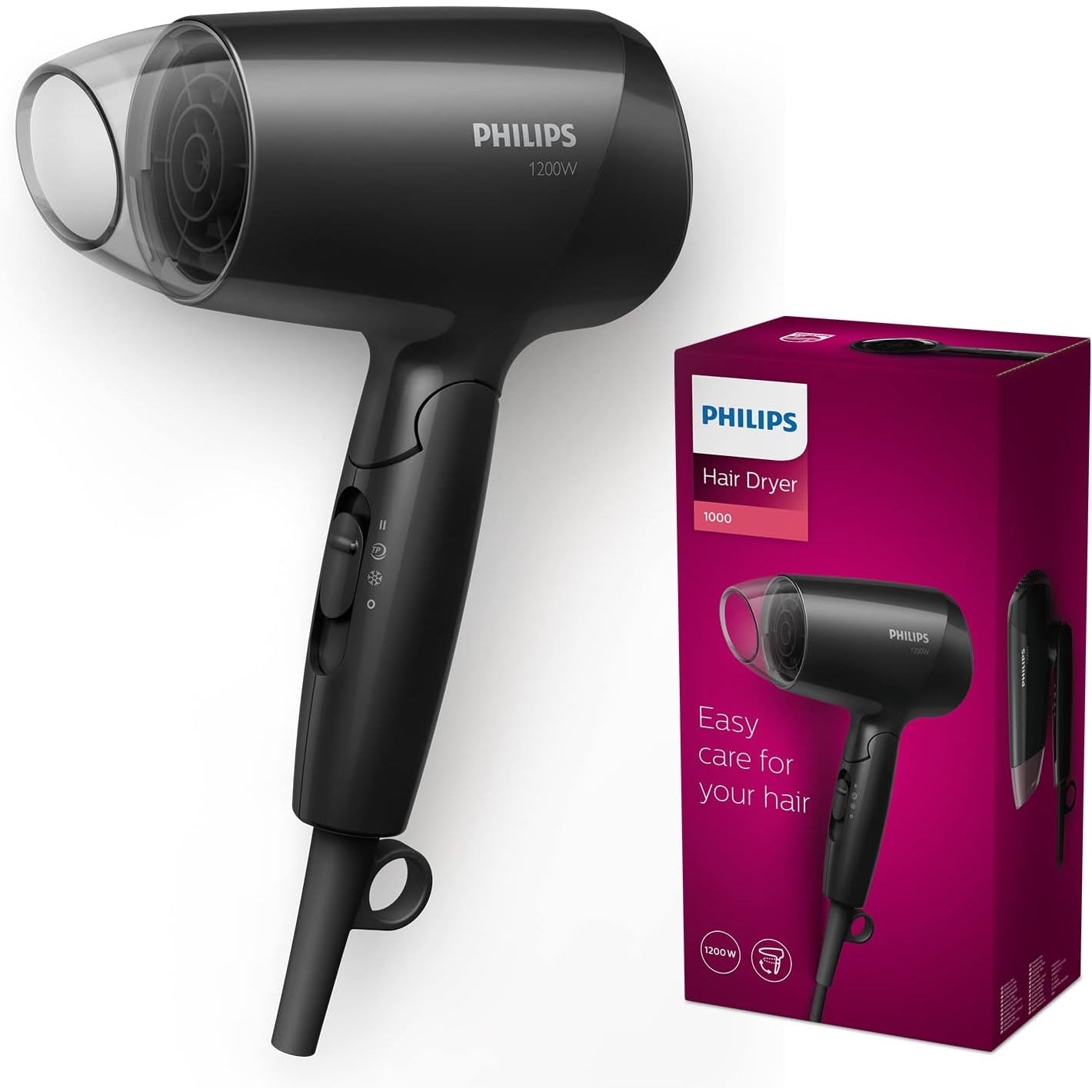 Philips Essential Care Haartrockner, ThermoProtect, inkl. Stylingdüse, 1.200 W Leistung