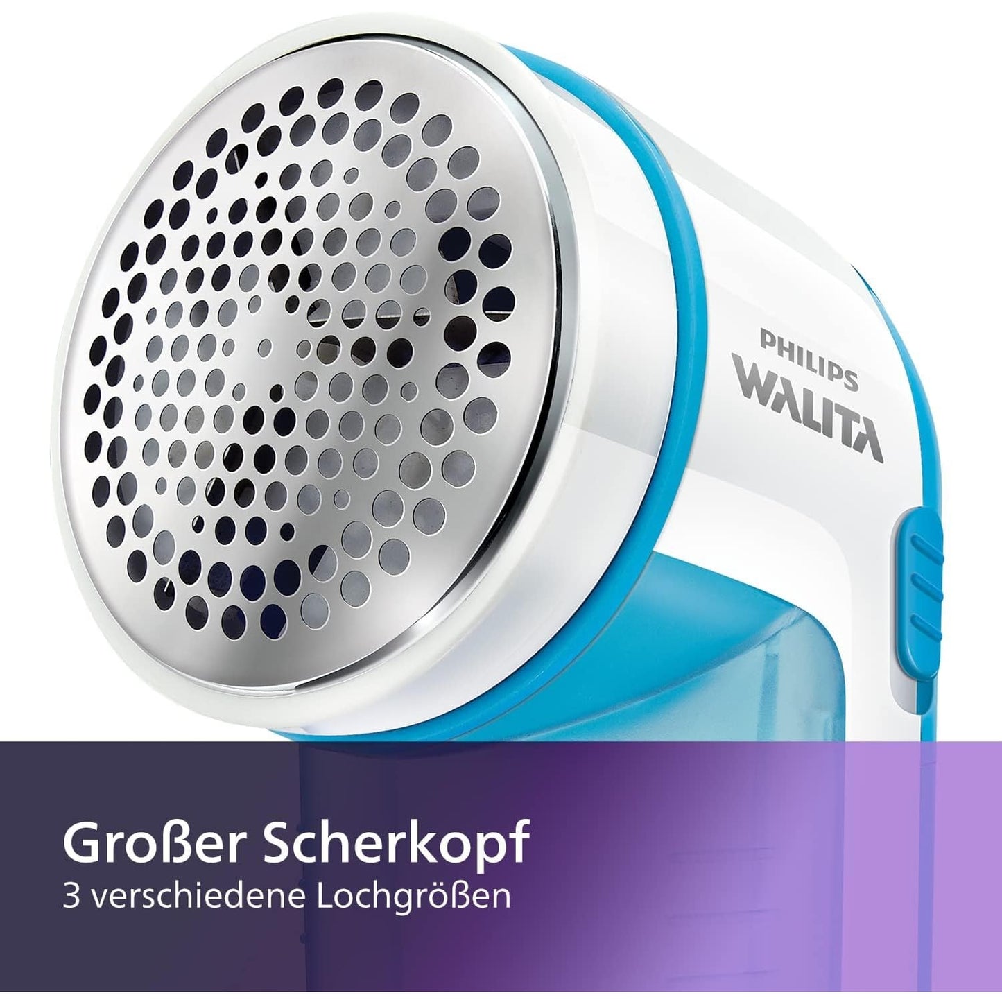 Philips GC026/00 Fusselentferner für verschiedene Stoffe, 2 Höheneinstellungen, batteriebetrieben, türkis