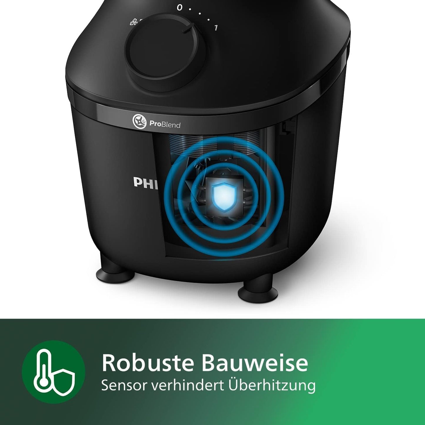 Philips HR2041/41 Standmixer (450 Watt, ProBlend-Technologie, 1,9 Liter Kunststoffbehälter, inkl. Trinkflasche) schwarz