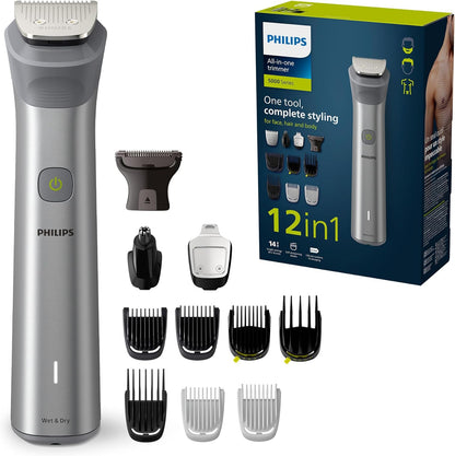 Philips Multigroom Series 5000, All-in-One-Trimmer, 12-in-1 Barttrimmer und Haarschneider (Modell MG5950/15)